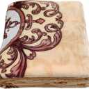 Korean Mink Blanket 55"x75", Silky Soft and Warm - 2 Ply Reversible Raschel Bed Blanket for Single Bed.150x200cm-2.5kg. (Beige Cloud Blanket)