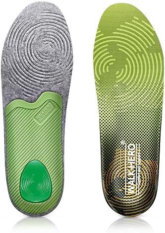 WalkHero Plantar Fasciitis Insoles - Medium Arch Support Inserts for Men & Women with Comfort Cushion | Orthotic Inserts to Relieve Foot Pain and Provide Shock Absorption (Green) Mens 5-5 1/2