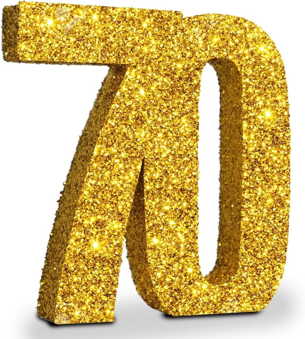 70th Birthday Decorations for Men and Women,70th Anniversary Decorations,Glod Glitter Number 70 Birthday Centerpieces for Table Decorations,Number 70 Table Topper Decor