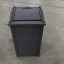 Suncast 33 Gallon Wicker-Style Hideaway Trash Can with Secure Latching Lid and Weather-Resistant Construction for Patio, Cyberspace Grey, Made in The USA