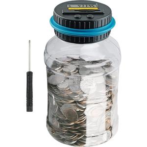 QPEY Large Piggy Banks for Adults, Digital Counting Money Jar, 1.8L Capacity Coin Counter Machine with LCD Counter, Change Jars for Saving for Boys, Designed for All US Coins