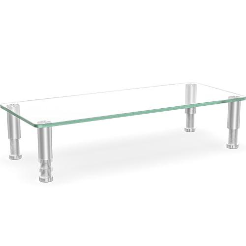 Hemudu Clear Computer Monitor Riser with Height Adjustable Multi Media Desktop Stand for Flat Screen LCD LED TV, Laptop/Notebook/Xbox One,HD01T-001