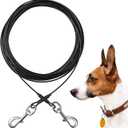 Dog Tie Out Cable,50ft Dog Run Cable,Tie-Out Cable for Small Dogs Up to 60 lbs,Dogs Leash Tether for Yard,Camping and Outside (Black)