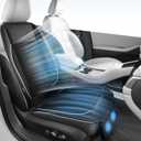 Coverado Cooling Car Seat Cushion, Universal Front Seat Cover 12V-24V Ventilated 3D Mesh Breathable Pad with 3 Speed Mode Dual Fan for Cars SUV Heatwave Driving Black&White
