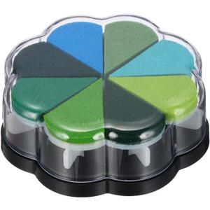 PATIKIL Craft Ink Pad, Petal Shape Rainbow Finger Stamp Ink Pads Rubber DIY Washable Pigment for Stamping Card Making Scrapbooking Painting, Mixed Green