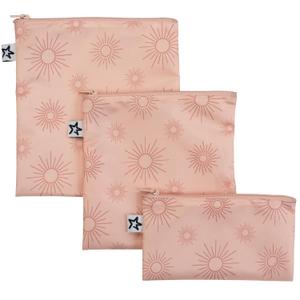 Tiny Twinkle Reusable Snack Bags for Kids 3 Pack Snack Pouches & Sandwich Bag for Toddlers Machine Washable, Mess-Proof for Lunch & Travel (Shine)