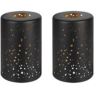 ALUCSET Cylinder Metal Lampshade, Sky Stars Design, Fixture Replacement Globes or Shades with 1-5/8 Inch Fitter Opening, Set of 2 (Black/Gold) ALUCSET Cylinder Metal Lampshade, Sky Stars Design, Fixture Replacement Globes or Shades with 1-5/8 Inch Fitter Opening, Set of 2 (Black/Gold)
