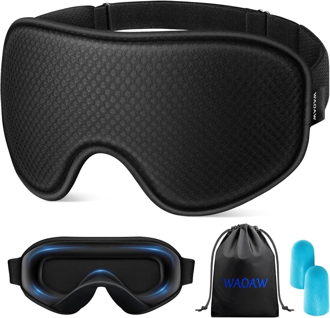 WAOAW Sleep Mask for Men Women: Blackout Eye Masks for Sleep - 3D Breathable Soft Comfortable Eye Mask for Travel - Adjustable Light Blocking Night Masks for Sleeping WAOAW Sleep Mask for Men Women: Blackout Eye Masks for Sleep - 3D Breathable Soft Comfortable Eye Mask for Travel - Adjustable Light Blocking Night Masks for Sleeping