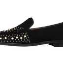 ELANROMAN Black Mens Studded Loafers Driving Fashion Wedding Party Suede Leather Penny Luxury Shoes US 9.5