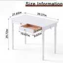 Solid Wood Desk with Drawers - 40 Inch Writing Desk with Drawers, Simple Modern Desk with 2 Hooks, Rubber Wood Study Table for Bedroom, Living Room & Office, White Desks, 39.4 in W x 21.7 in D