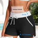 Aqua Eve 3 Piece Tankini Swimsuits for Women - Bathing Suits with Boy Shorts Swim Tank Top Sports Bra and Modest Swimwear Black and White Medium