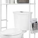 MyGift Over The Toilet Storage, 2-Tier Over Toilet Bathroom Organizer with Removable Magazine Holder Basket, Fit Most Toilets, Space-Saving, Easy Assembly, White