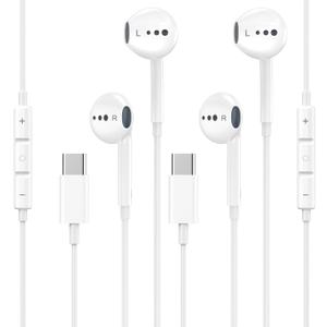 USB C Headphones for iPhone 17 16,2 Pack Type C Wired Earbuds with Microphone & HiFi Stereo Remote Noise Cancelling Earphones for iPhone 17/17 Pro Max/17 Air/ 15/15Pro/16/16 Pro Max,iPad,Galaxy S23