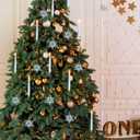 yunsheng 12Pcs Christmas Tree Candles with Remote Timer, Battery Operated LED Flameless Taper Candles Flickering with Metal Hook and Clear Snowflake, Xmas Home Wedding Decor Gift