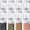 Nosiny 12 Pcs 24 oz Plastic Jars with Lids Airtight Food Containers Large Plastic Jars with Screw on Lids Refillable Kitchen Storage Containers for Dry Food, Coffee, Candy for Kitchen (White)