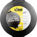Lodge Seasoned Cast Iron Pizza Pan - Pre-Seasoned, Round Pizza Pan with Dual Assist Handles - Even Heat Distribution- PFAS-Free, Non-Toxic Cookware - Oven Safe - 15 Inch