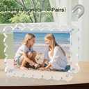 Egofine 4x6 Acrylic Picture Frames 3 Pack, 20mm Thick Magnetic Picture Frames, Double Sided Magnet Frames, Clear Photo Scalloped Frames, Free Standing Desktop Display