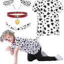Z-Shop Dalmatian Costume Kids, Boys Girls 101 Days Of School Outfit Shirt Headband Ears and Tail Accessories, 6