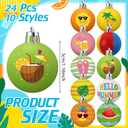 Soulchen 24 Pcs Summer Tree Ornaments Ball 1.2 Inch Mini Hawaii Plastic Ball Hanging Decoration Beach Sun Coconut Watermelon Wave Coastal Colorful Hawaiian with String for Luau Party Favors Decor