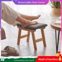 Kitsanery Foot Stool,Ottoman,Bamboo Small Sofa Foot Rest Under Desk,Extra Seating for Living Room, Bedroom and Kitchen (Natural Stool Legs - Gray Surface)