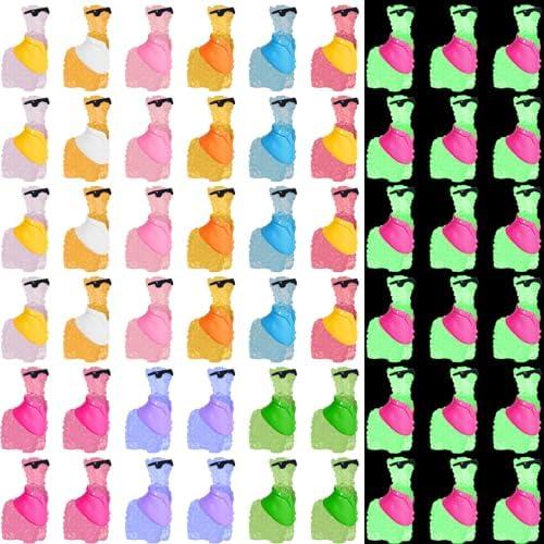 Poen 50 Pcs Resin Miniature Alpaca Figurines Glow in Dark Luminous Mini Animals Alpaca Llama for Garden Landscape Aquarium Dollhouse Decor (Elegant Style)