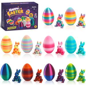 Easter Eggs, Colorful 3D Printed Bunny Eggs Fillers Toys, Suitable for Easter Basket Stuffers, Party Favors, Kids Gifts, Egg Hunts and Desktop Decor