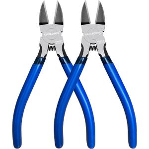 Wire Cutters 2 Pack, 6.5 inch,KAIHAOWIN Flush Cutters Diagonal Cutters Side Cutters Precision Ultra Sharp Spring Loaded Wire Snips Clippers Dikes Cutting Pliers Small for Crafting Jewelry Making,Blue