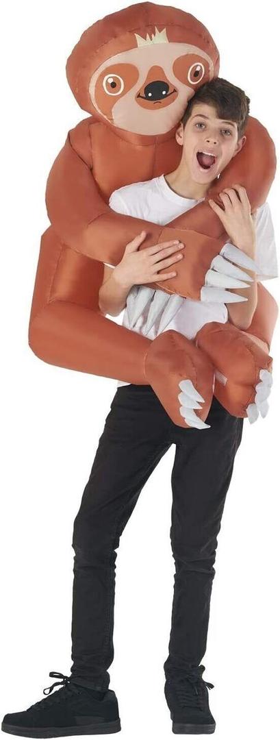 Kids Inflatable Sloth Hugger Costume Boys Girls Animal Blow Up Fancy Dress