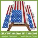 Picnic Table Cover with Bench Covers Waterproof Rectangle Tablecloth Camping Essentials Supplies Rv Travel Gear Must Haves Accessories Fitted Table Cloth Outdoor Road Trip Camper Gifts American Flag