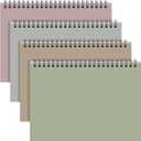 Resurhang 4 Pcs 8.66 x 11.69 Inch Top Bound Spiral Notebooks Horizontal A4 Office Steno Book 5mm-Squared Durable Spiral White Paper 70 Sheets for Business (Morandi)