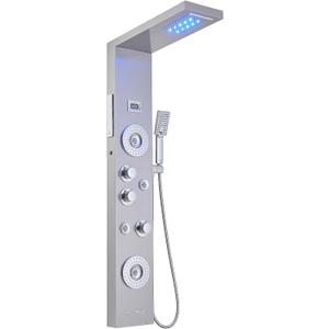Nickel and Chrome 6 in 1 Shower Panel Tower System Rainfall Shower Panel
LED and Digital Display Stainless Steel Shower Panels with Waterfall Tub Spout Massage Jets Handheld Head by BATHLAVISH
