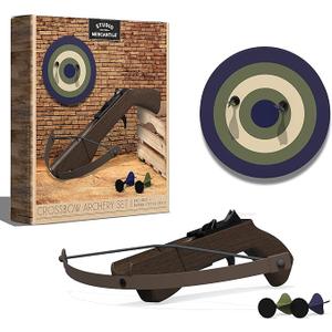Hammer + Axe Crossbow Archery Bow and Arrow Set with 4-Rubber Tip Darts, Steel Target- Outdoor Backyard Games for Kids Safe Fun Toy Set