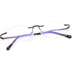 Rimless Clear Bifocal Reading Glasses Blue Light Blocking Readers for Men and Women Unisex Eyewear Far Near Dual-Use Lightweight Magnifying Anti Glare UV Digital Reduce Eyestrain Fashion Eyeglasses (Black)