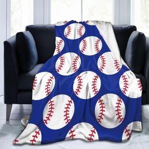 Baseball Navy Blue Cute Ball Throw Blanket Soft Bed Bedding Warm Cozy Plush Flannel Fleece Blankets Gifts for Kids Boys Teens, Sofa Couch Bedroom Home Decor, 50"x40"