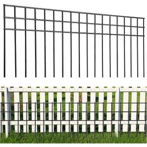 32x10-inch No Dig Animal Barrier Fence, 15 Pack Black Dig Protective Fence with 1.5 inch Spike spacing, Dog/Rabbit/Groundhog Underground Galvanized Outdoor Garden Metal Fence