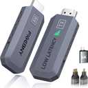 FIGEBNY Wireless HDMI Transmitter and Receiver 4K Decode 1080P Output Ultra Low Latency,Plug&Play 2.4G/5G Portable Extender, 165FT HD Display Adapter for TV Box/PC/Laptop/Projector/DV/Camera Grey