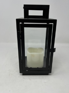 12" Decorative Candle Lantern Light with Outdoor Garden Flameless Candle Black GHA1