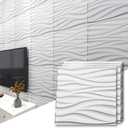 Art3d 19.7" x 19.7" (Pack Of 12) Wall Panel Wavy, White