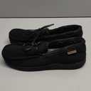 Dearfoams Men's Microsuede Moccasin with Tie Slipper Solid Black 13-14