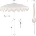 JONATHAN Y Mariner 6.5 ft. Solid Fringe Beach Umbrella, Cream, 78 inches diameter, 84 inches height