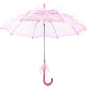 Fdit Bridal Lace Cotton Umbrella Parasol Costume for Wedding Parties Dancing Photography Prop(Pink)
