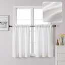 Chyhomenyc Bennet Kitchen Curtains 36 Inch Length Tier Curtains, Faux Linen Textured Small Cafe Curtains, Light Filtering Short Window Curtains for Bathroom Basement, 30x36 inch, 2PCS, Natural