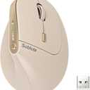 SABLUTE MAM3 Ergonomic Mouse, Rechargeable Wireless Vertical Mouse with 4 Adjustable DPI for Small/Medium Hands, Dual-Device Connectivity for Computer/PC/Laptop, Bluetooth Mouse for Window, Mac OS, Beige