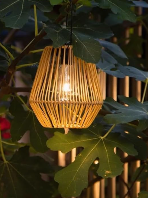 YAKii 1 Pack Solar Lantern Hanging Waterproof Outdoor Handmade Solar Lamp with Plastic Rattan Design Bohemian Style Decoration for Garden Yard Patio Porch Trees Lawn Pathway Decor