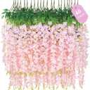 40 Pack Light Pink Wisteria Hanging Flowers, Fake Hanging Flowers for Decoration, Artificial Hanging Flowers,Vines for Bedroom,Flower Garland for Home,Party,Garden, Wall,Wedding Decoration(3.6 Ft/Pcs)