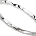 925 Sterling Silver Minimalist Hammered Textured Thin Knuckle Midi Stacking Rings (US Size 11 / Wide 1.5 MM)