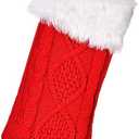 Poen Christmas Stockings with Initials 18 Inches Large Red Knit Monogram Stocking Embroidered Christmas Stockings Gold Letter Christmas Stocking for Family Holiday Xmas Gift, Red and White (Letter I)