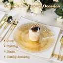 100PCS Clear and Gold Plastic Plates, Gold Disposable Plates Heavy Duty, Elegant Floral Plastic Plate Include 50 Dinner Plates and 50 Dessert/Salad Plates for Party & Thanksgiving