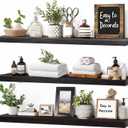 24x5.8x0.8in Floating Wall Shelves Rustic Solid Wood 3-Pack, Black, 24"-Set of 3