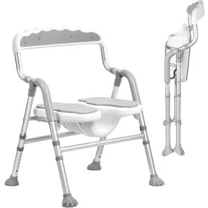 Foldable Shower Chair for Inside Showe Non-Slip Portable Shower Seat for Elderly and Disabledwith U-Shape Cutout 5-Level Height Adjustment for Seniors, Handicap, Pregnant, Gray